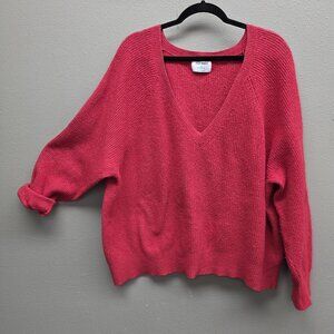 Old Navy Sweater Womens 2X Robbie Red V Neck Pullover Soft Knit Cozy Oversized